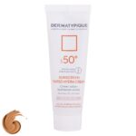 کرم ضد آفتاب رنگی درماتیپیک، 50 SPF، مدل هیدرا، مناسب پوست نرمال تا خشک تنالیته رنگ روشن و حجم 50 میلی‌لیتر، محافظت کننده در برابر اشعه UVA، UVB، IR، ضد آب، ضد خطوط ریز و پیری پوست، مرطوب کننده، التیام‌بخش، با ماندگاری 2 ساعته