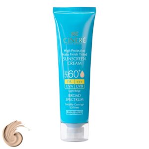 کرم ضدآفتاب رنگی سینره +SPF60 مدل 8411، مناسب پوست‌های چرب، حجم 50 میلی‌لیتر
