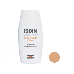 فلوئید ضدآفتاب رنگی ایزدین SPF50 مدل Active Unify ‌مناسب انواع پوست، حجم 50 میلی‌لیتر