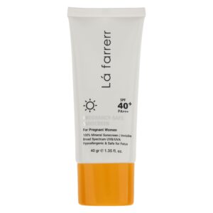 کرم ضد آفتاب بدون رنگ لافارر SPF 40 مدل PREGNANCY SAFE، حاوی محافظ UVA و UVB و PA+++ مناسب پوست بانوان باردار حجم 40 میلی‌لیتر