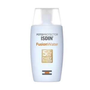 کرم ضدآفتاب بی‌رنگ ایزدین SPF50 مدل Fusion Water 5 Daily مناسب انواع پوست، حجم 50 میلی‌لیتر
