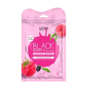ماسک صورت آبرسان و کاهش‌دهنده چربی وارمی مدل تمشک و روغن درخت چای مناسب پوست چرب و مختلط بسته 2 عددی حجم 25 میلی‌لیتر حاوی ویتامین B1 و B12 و عصاره طبیعی