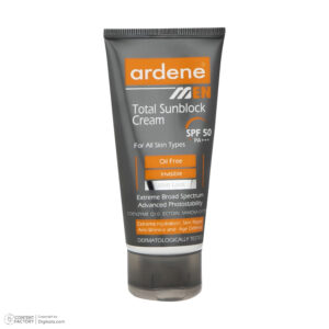 کرم ضدآفتاب بی‌رنگ آردن SPF50 مدل Total Sun Block مناسب انواع پوست وزن 50 گرم